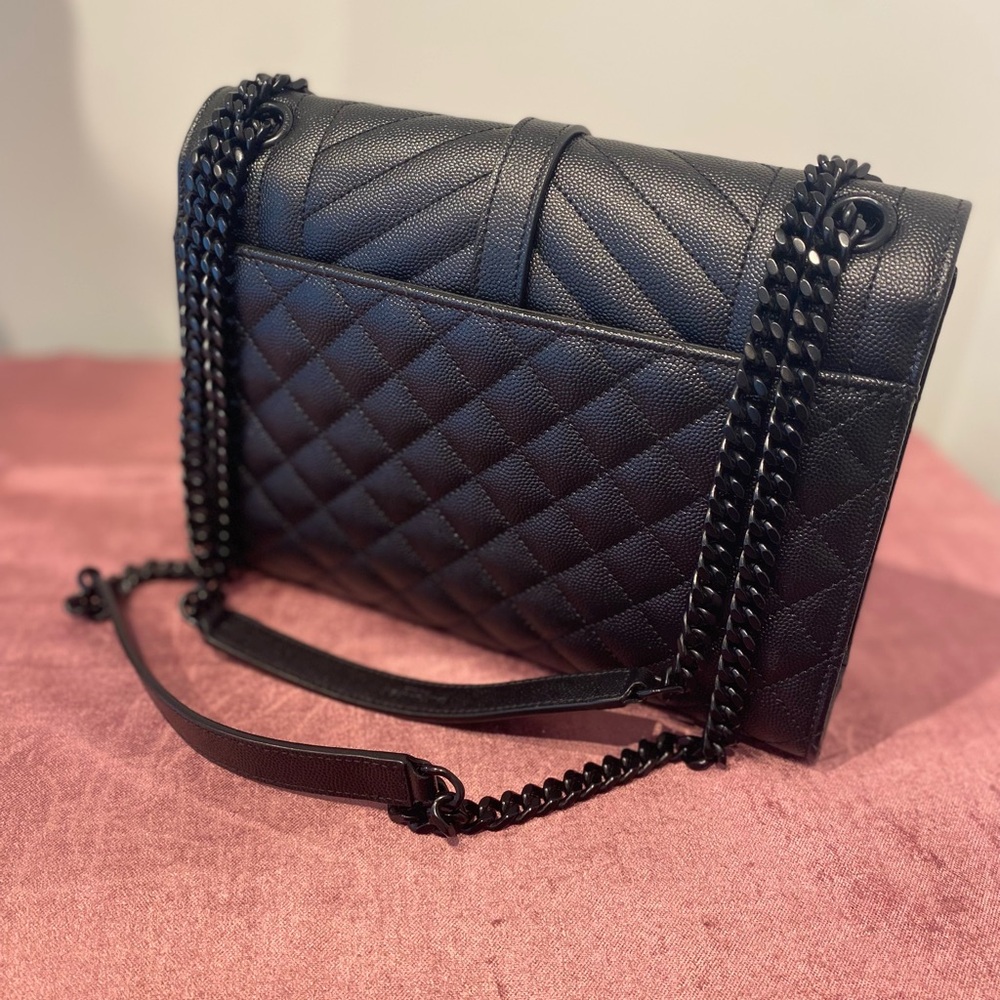 Saint Laurent Envelope Triquilt Medium YSL Quilted Black Shoulder Bag - Picture 7 of 10